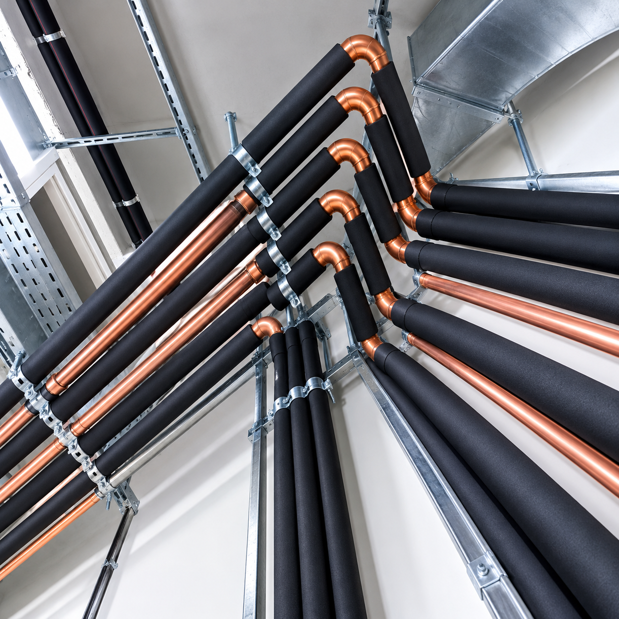 Ducted AC copper pipe fitting and concealed refrigerant piping in Meerut